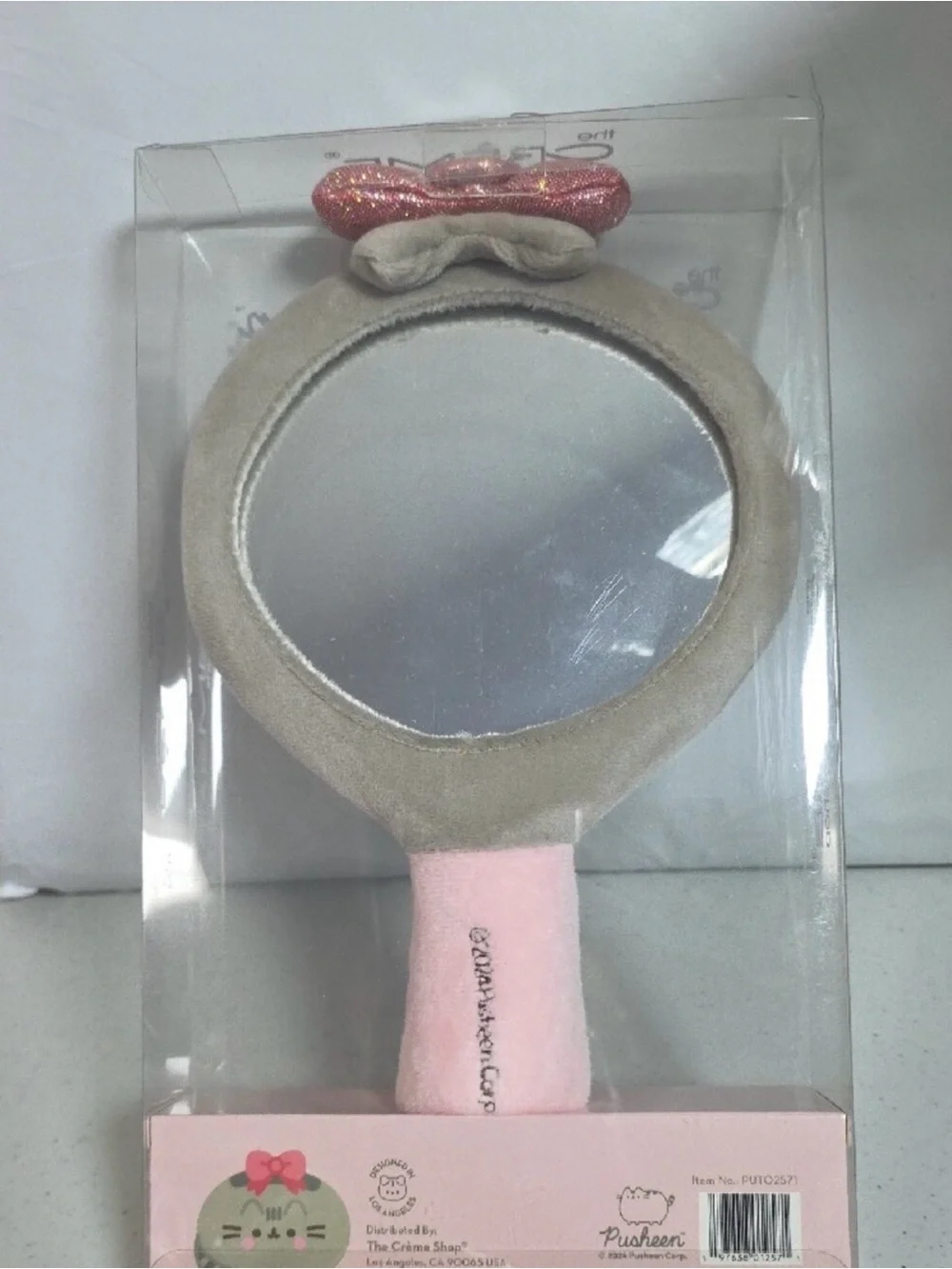 Crème Shop x Pusheen Plush Portable Mirror - Gray & Pink